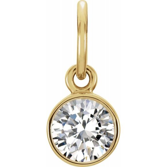 14k Yellow Gold 4mm Imitation Diamond Charm or Pendant Enhancer